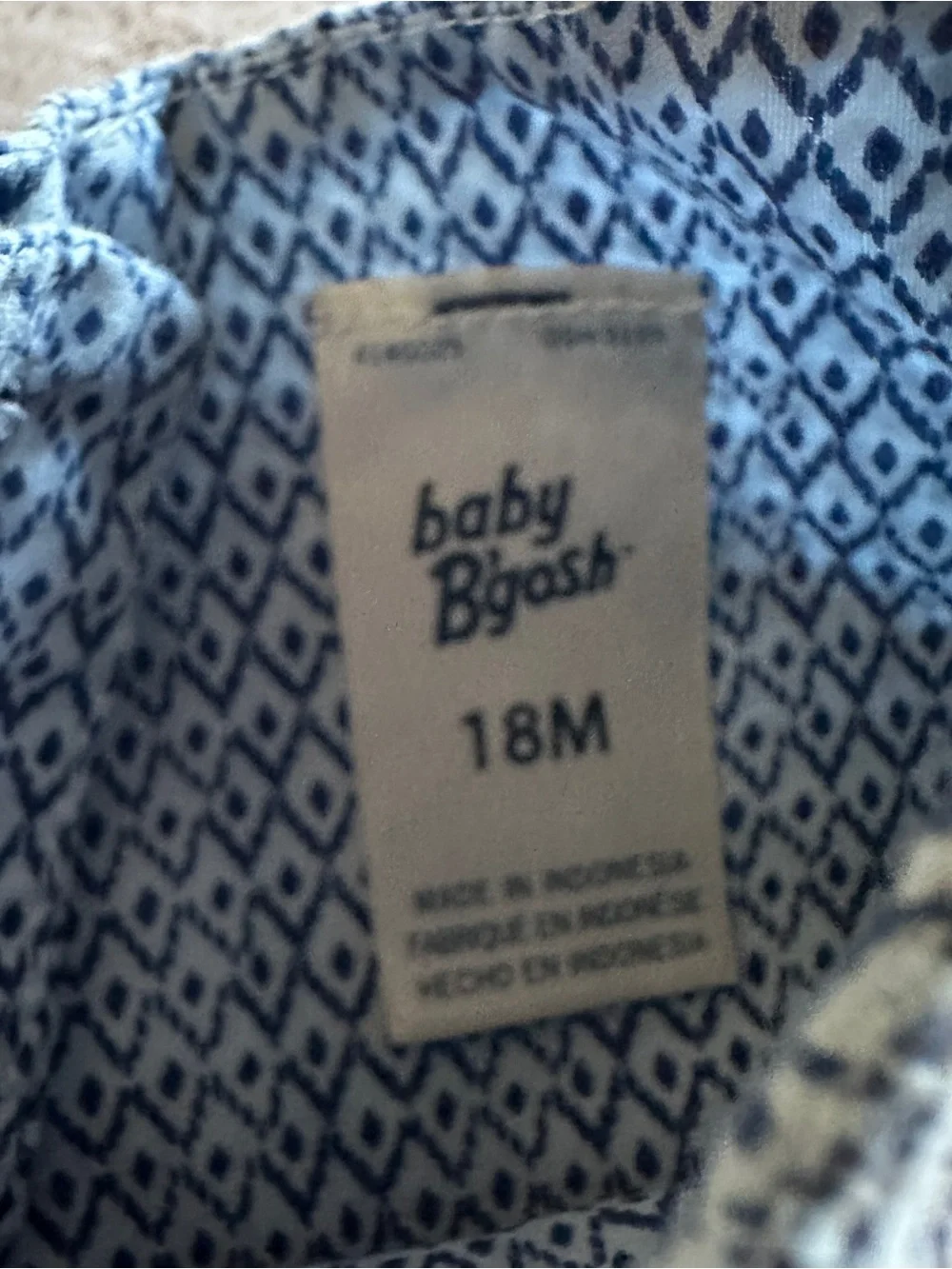 Baby Bgosh blue dress with geometric patterned vguc, size 18M